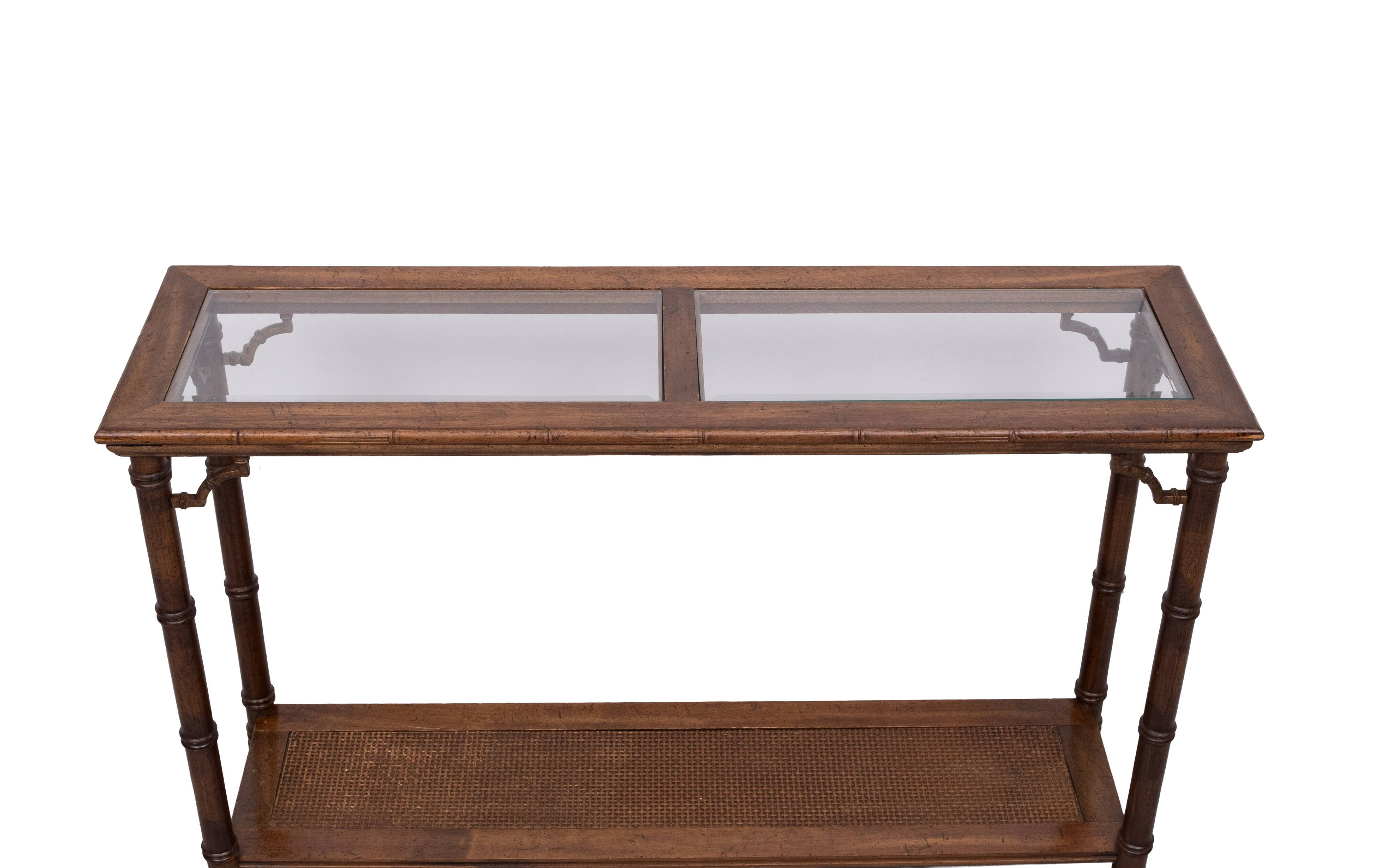 Console Table faux bamboo Chinese Chippendale 1970s