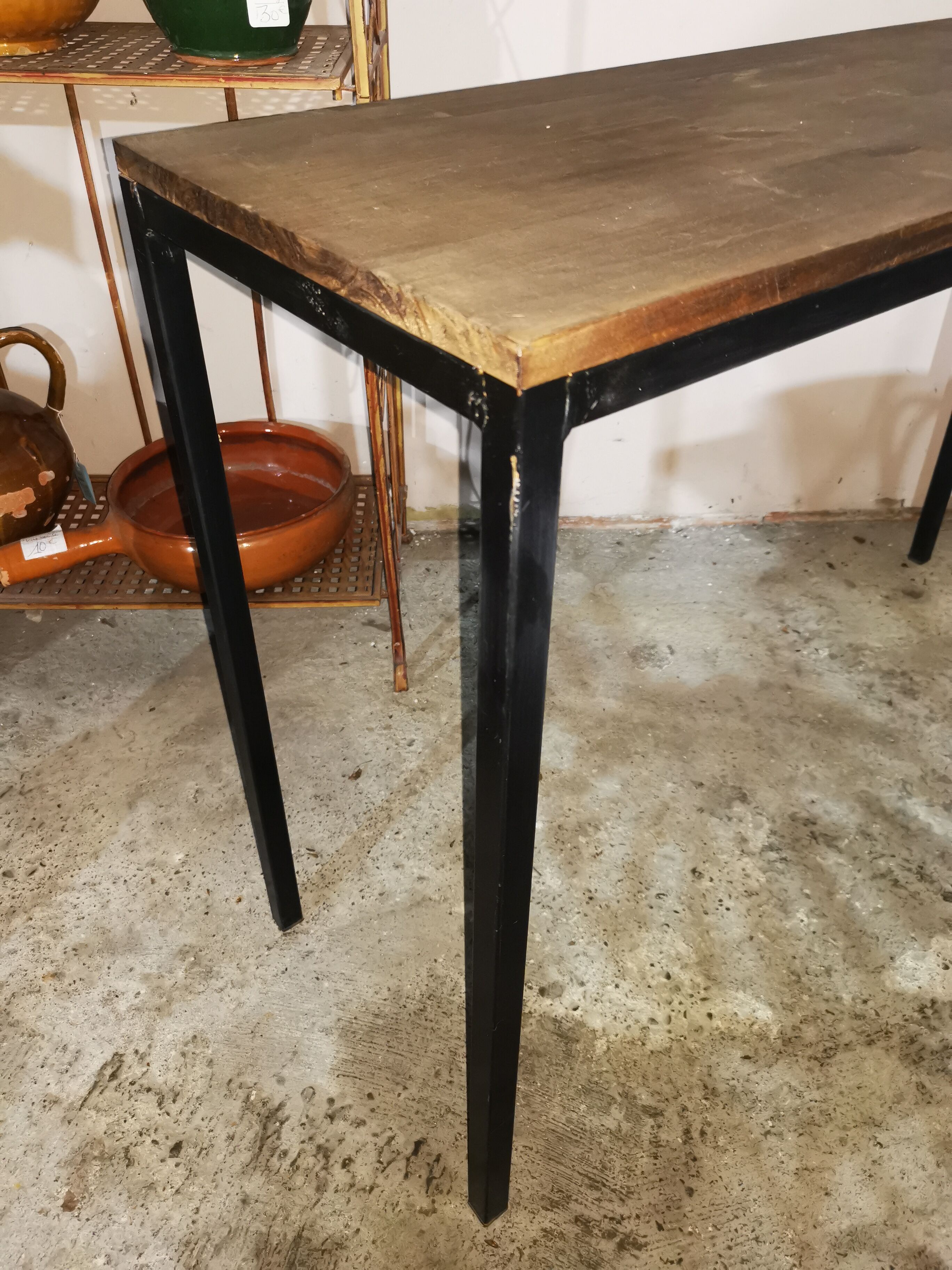 Vintage wood and iron console