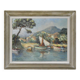 Huile sur toile "Paysage méditerranéen", G. Marchand, XXème siècle