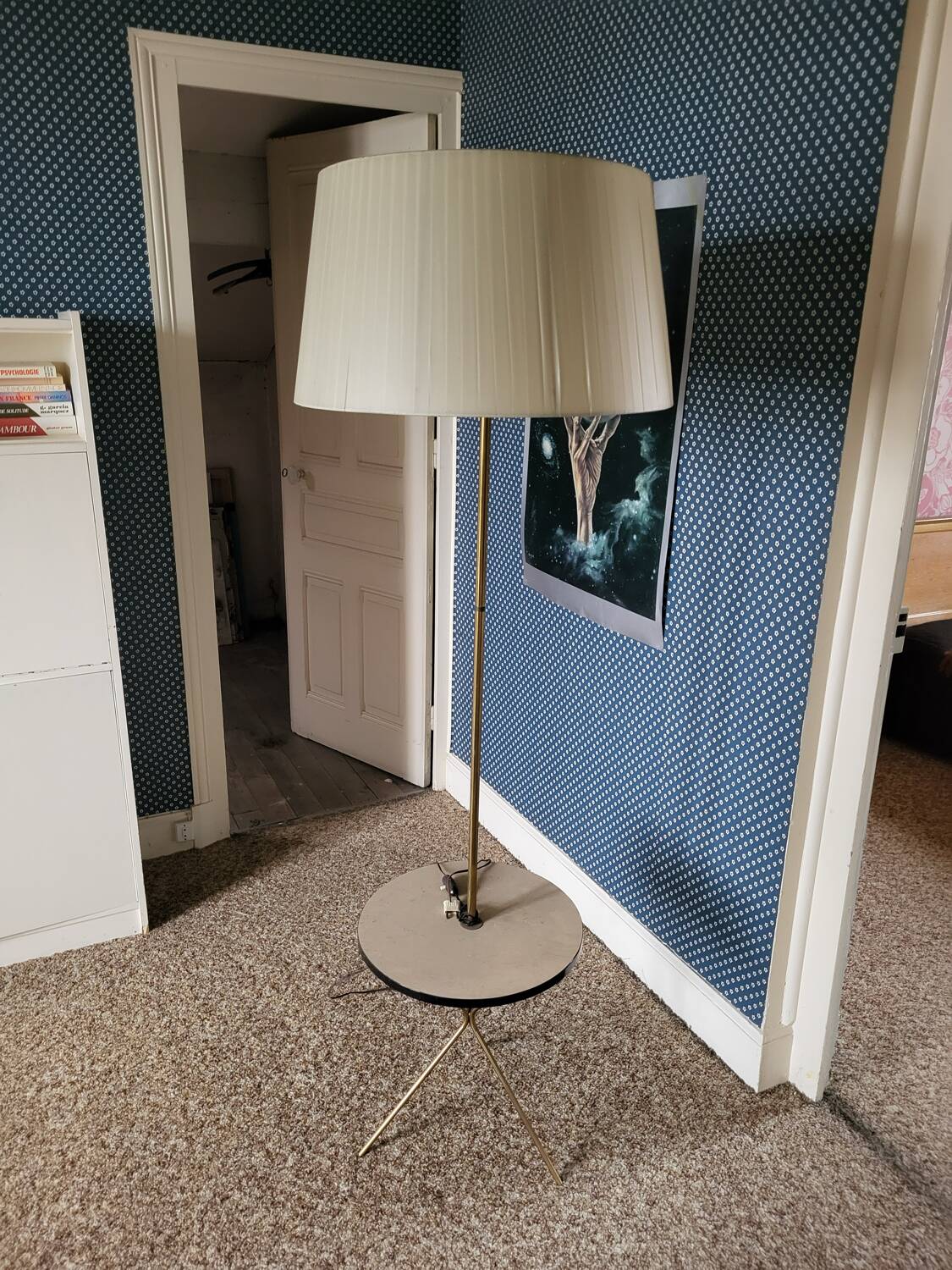 Vintage brass pedestal floor lamp