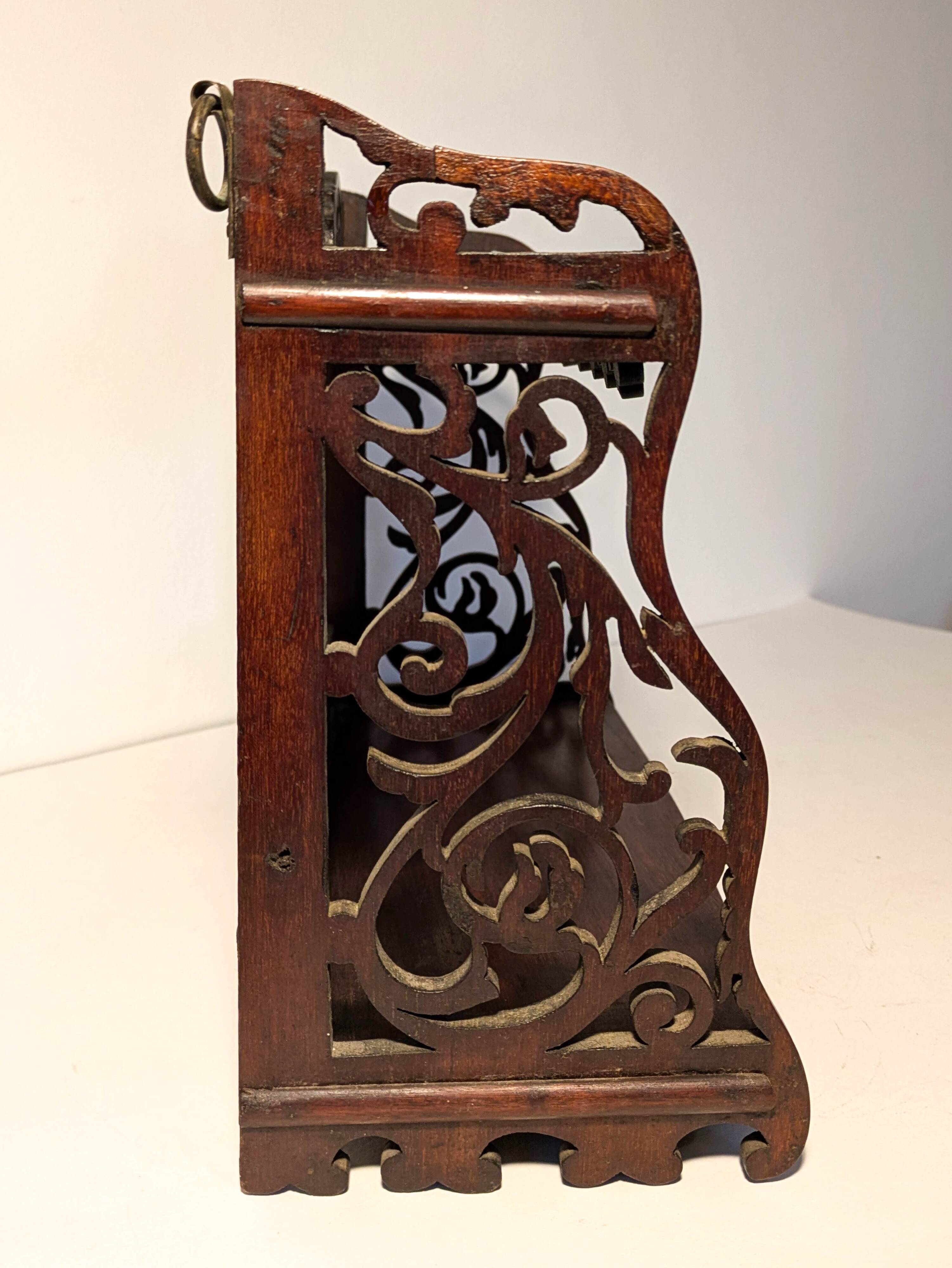 Carved wooden wall shelf H24cm