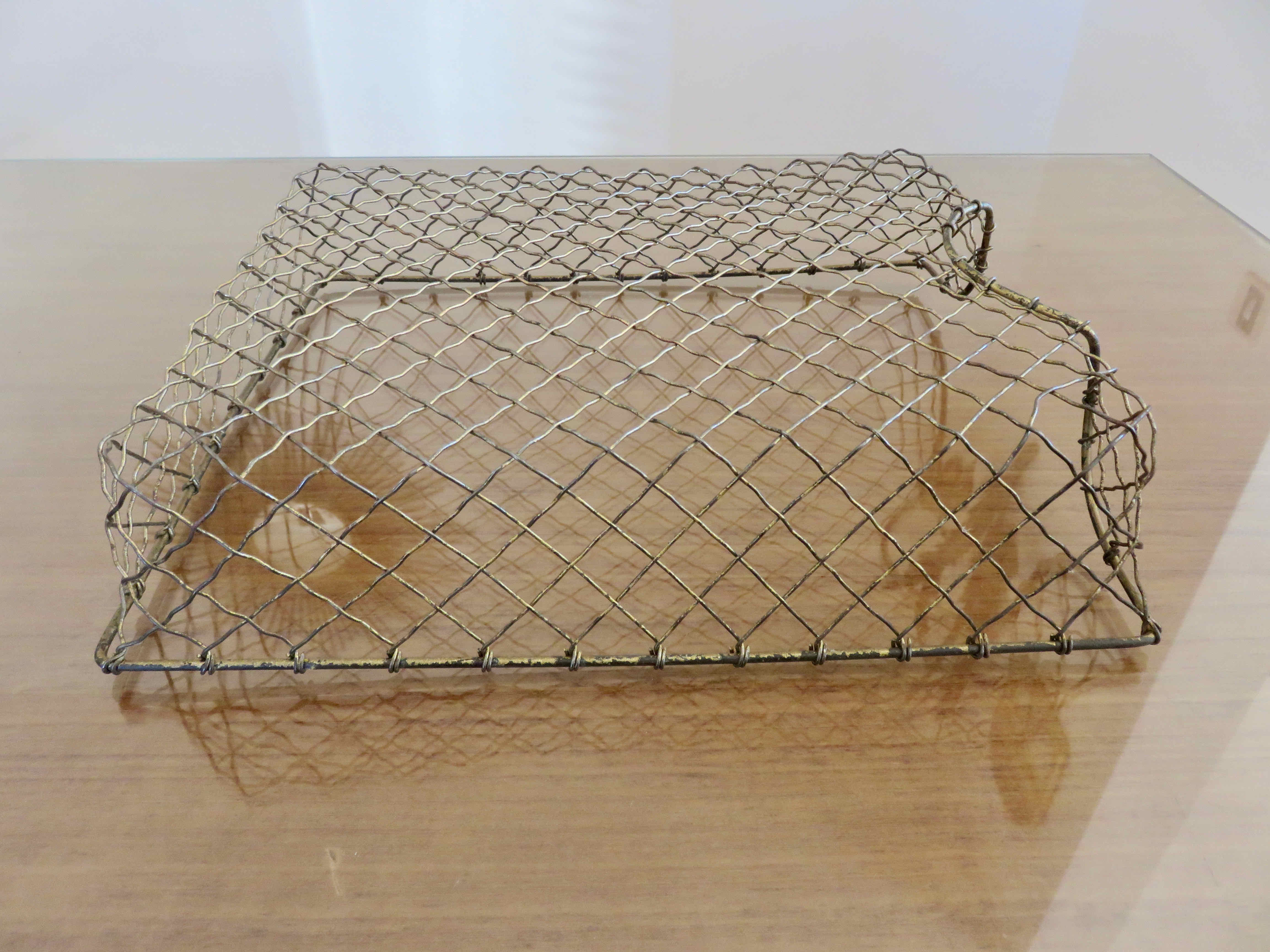 Corrugated wire office mail basket 30s 40s