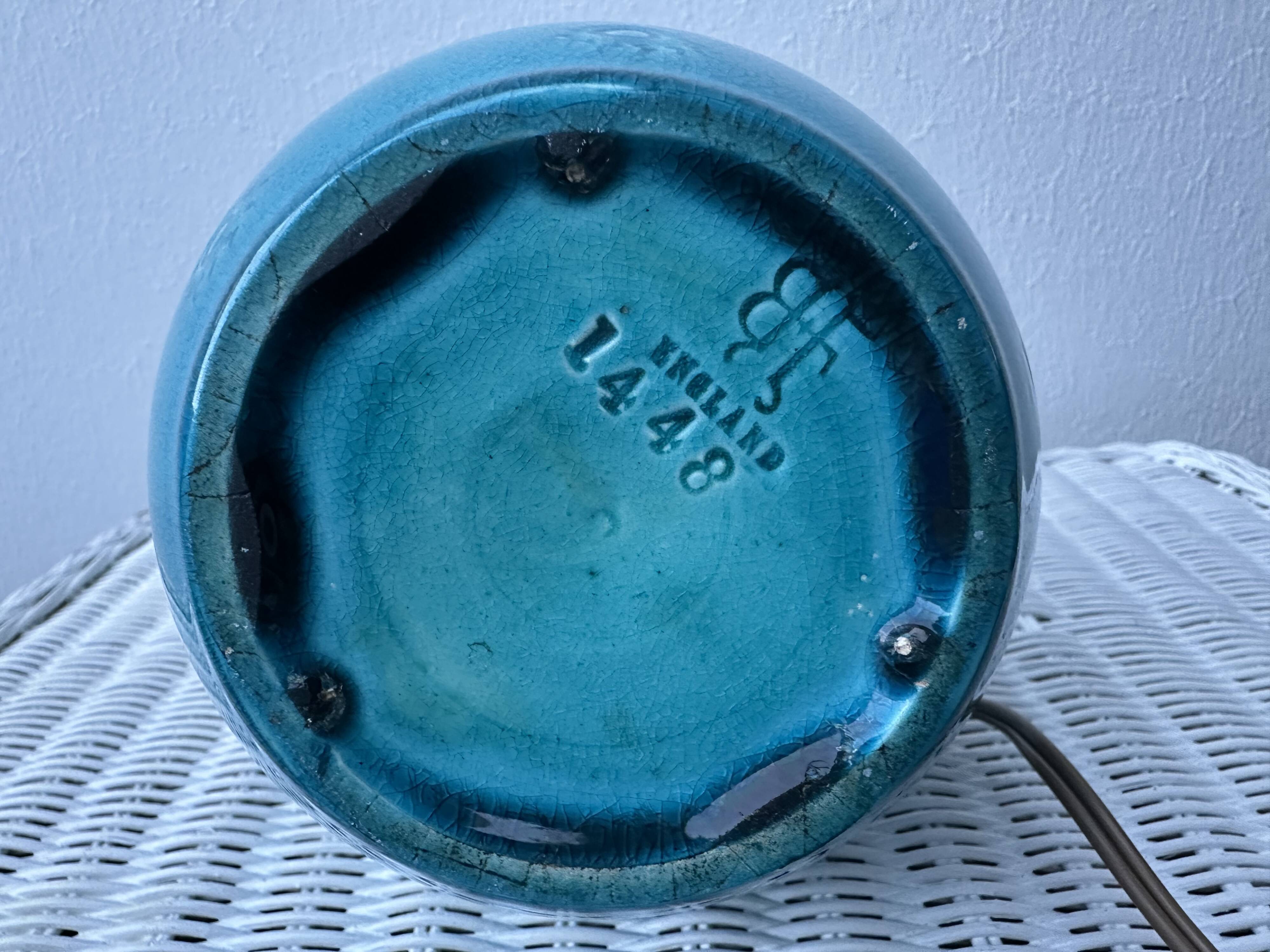 English ceramic lamp base Burmantofts Pottery England, 1880