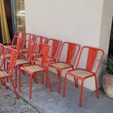 Series of 12 Tolix bistro chairs by Xavier Pauchard model T4 - 1950s