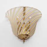 Pair of Murano Glass and Brass Sconces, In the Barovier&Toso Style, 1960s