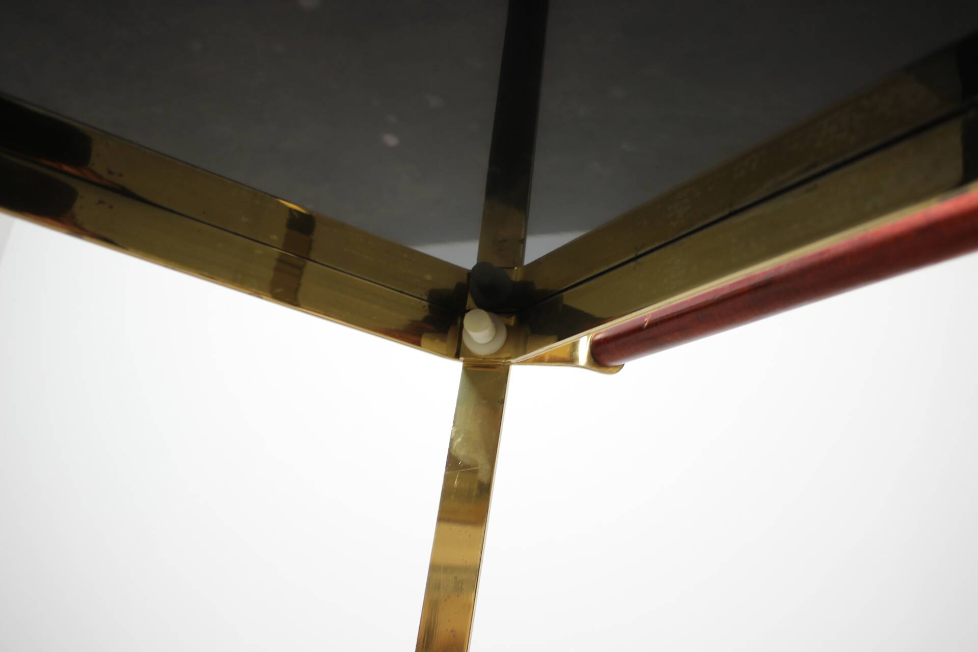 Brass service dessert set with black glass, Germany, 1970s