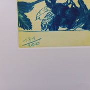 Original lithograph by Gérard Diaz (1938-2021), "the vine, the grape, the wine", 1999.