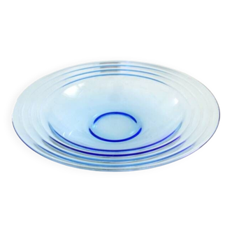 Large blue glass serving dish