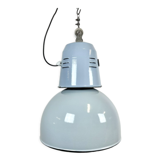 Industrial italien grey enamel lamp from Cariboni, 1970s