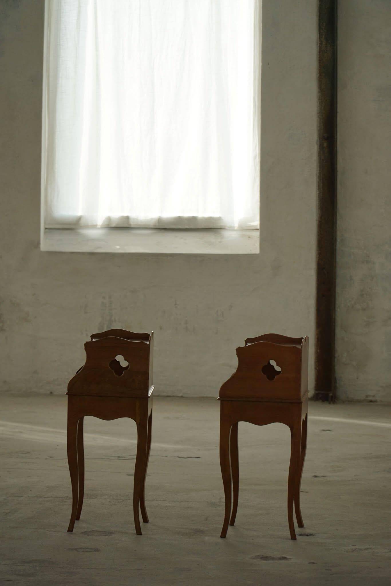 Modern Danish, An Elegant Pair of Walnut Bedside Tables, 1940s