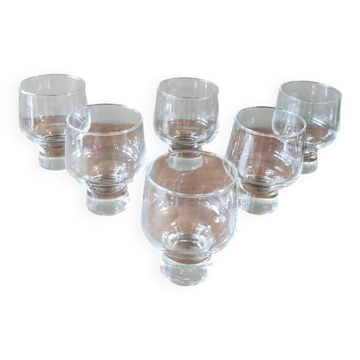 6 stackable vintage 70s stemmed glasses