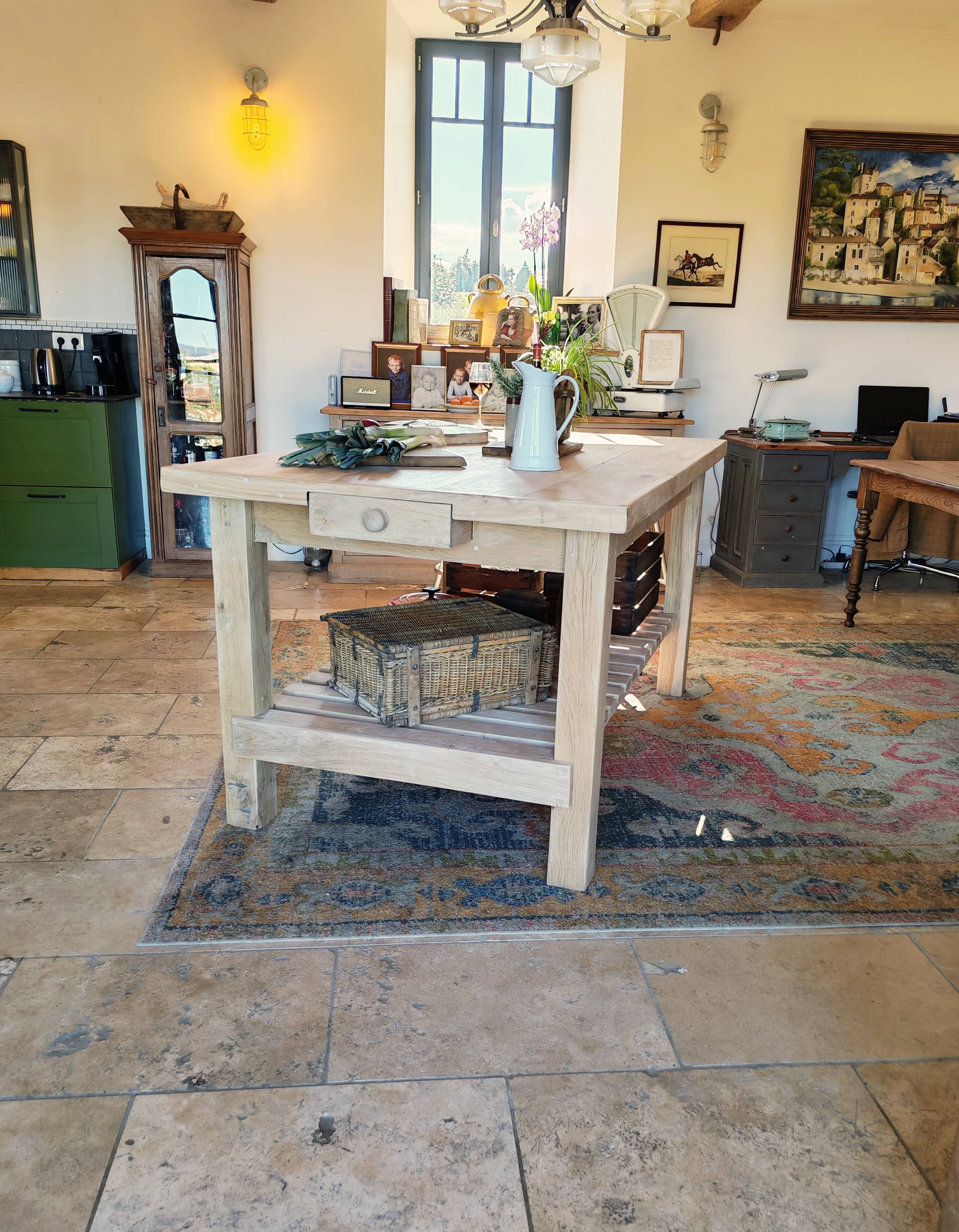 XXL solid oak kitchen island/worktop 180 x 105
