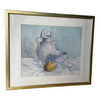 Aquarelle nature morte sous verre