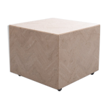 Square Travertine Cube on Wheels
