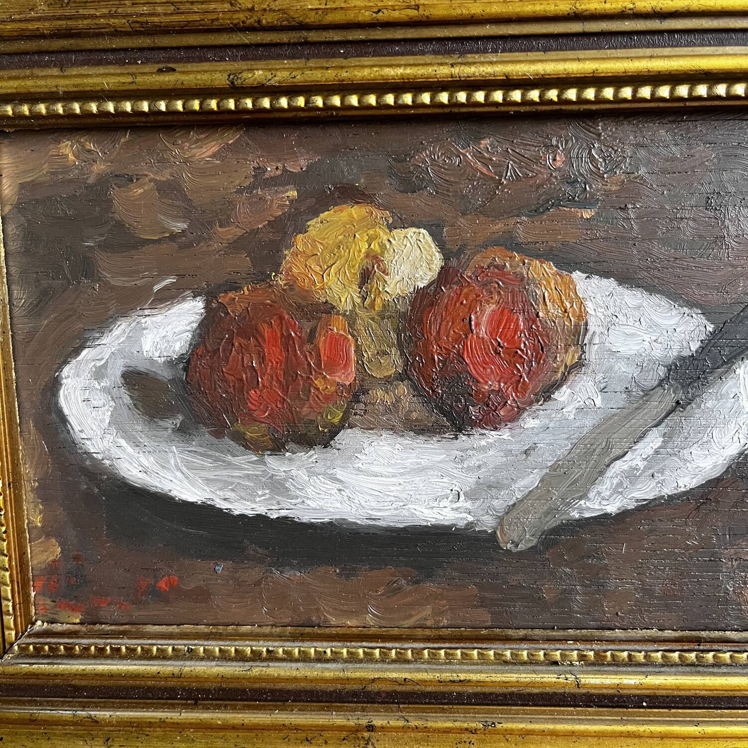 Tableau début XXème "Les pommes et le couteau"