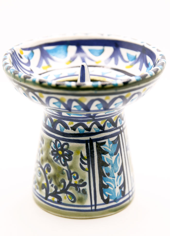 Bougeoir breton et floral en grès de Paul Yvain, Keraluc Quimper