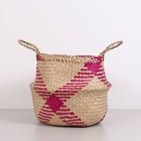 Pink Foldable Basket 35x30 cm (L),Boho-Style Foldable Basket