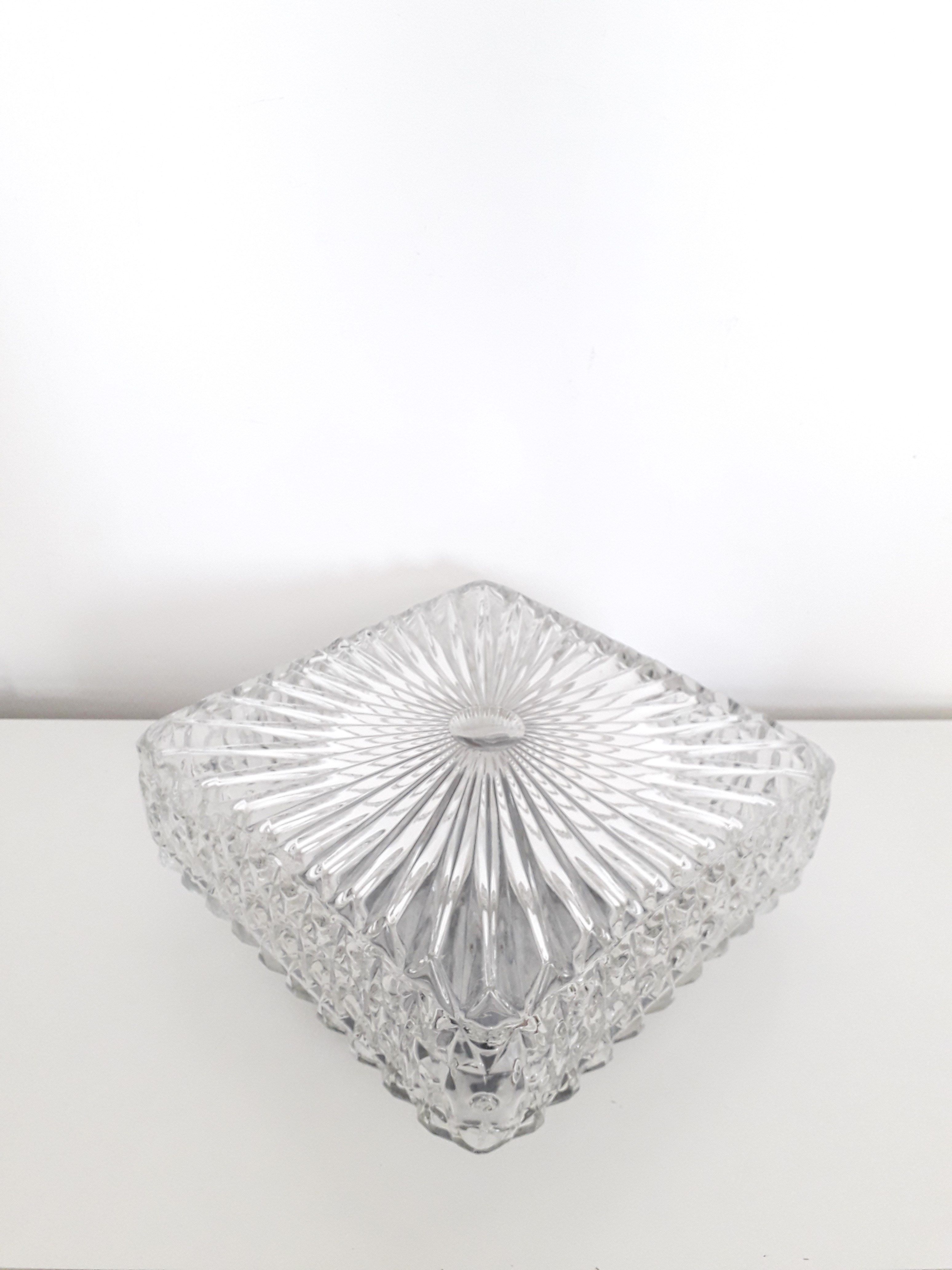 Vintage ceiling lamp / wall lamp - Molded glass - square - 1960 #2