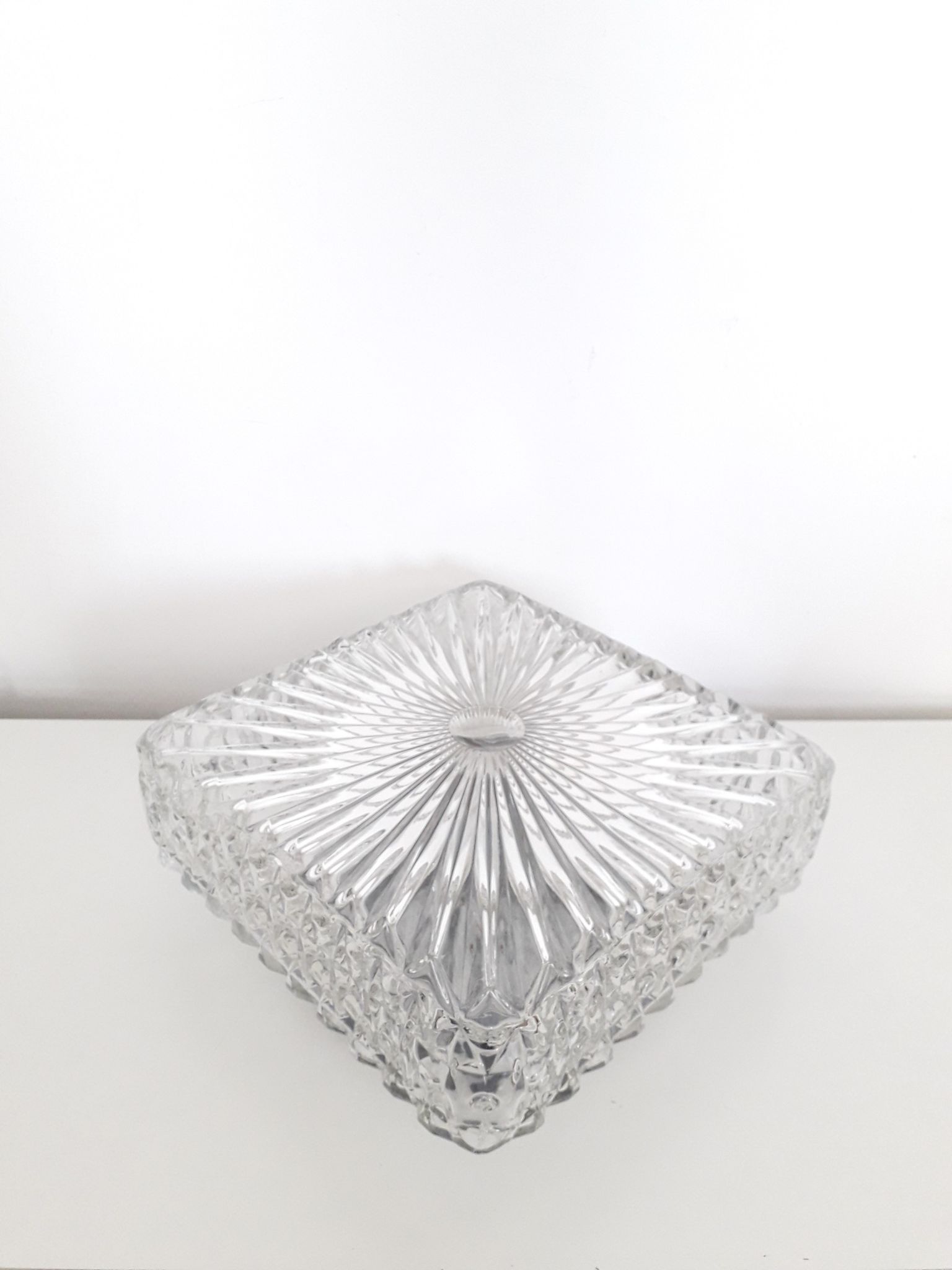 Vintage ceiling lamp / wall lamp - Molded glass - square - 1960 #2