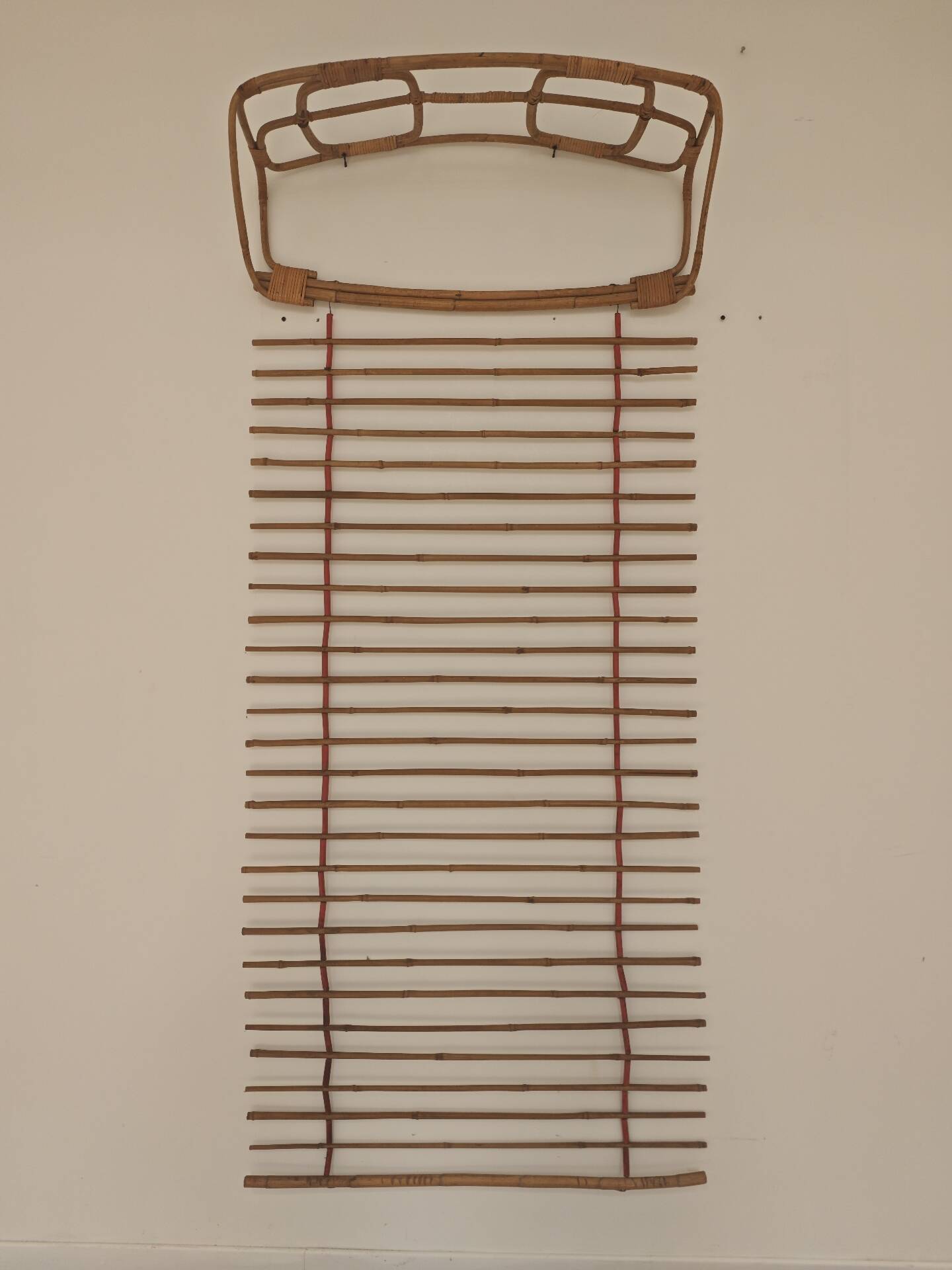 Wall-mounted coat rack in rattan, Czechoslovakia 1960