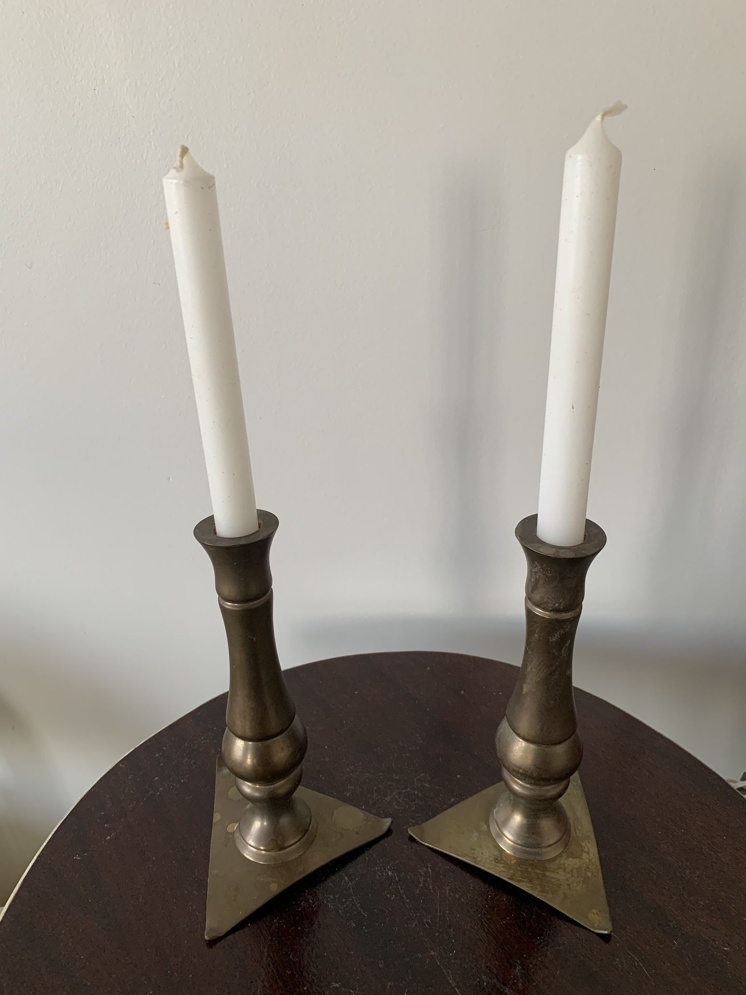 Set of 2 solid bronze candle holders
