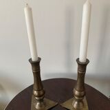 Set of 2 solid bronze candle holders