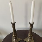 Set of 2 solid bronze candle holders