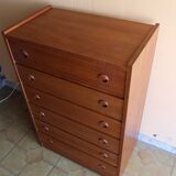 Teak veneer chest of drawers