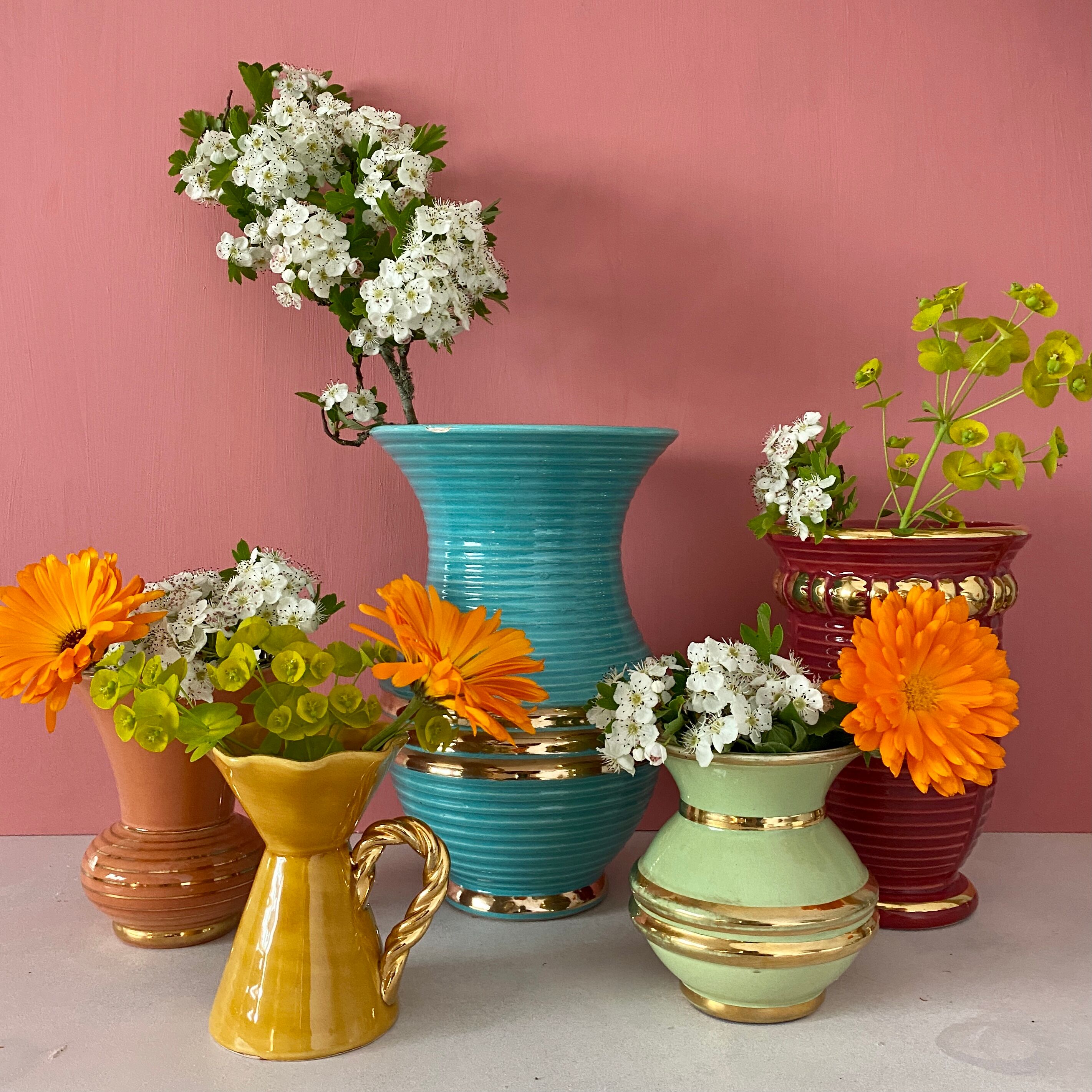 Set of two vintage art deco ceramic vases