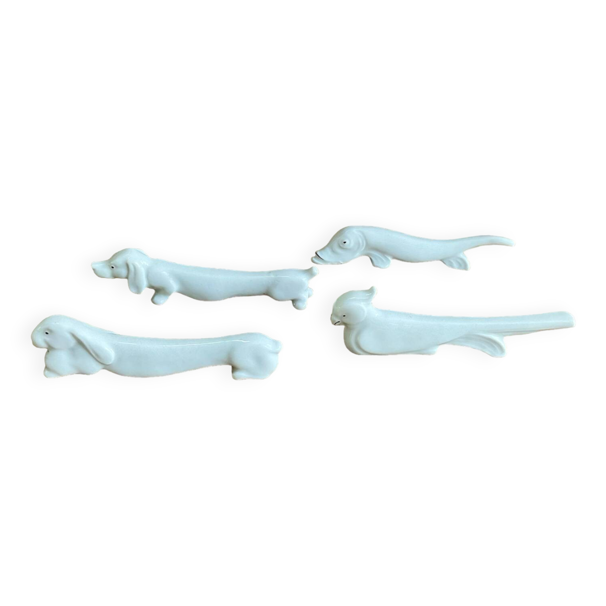 4 porcelain animal knife holders