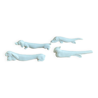 4 porcelain animal knife holders