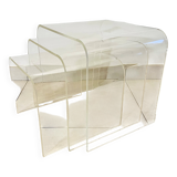 Nesting tables in transparent plexiglass – Design David Lange – 1970s