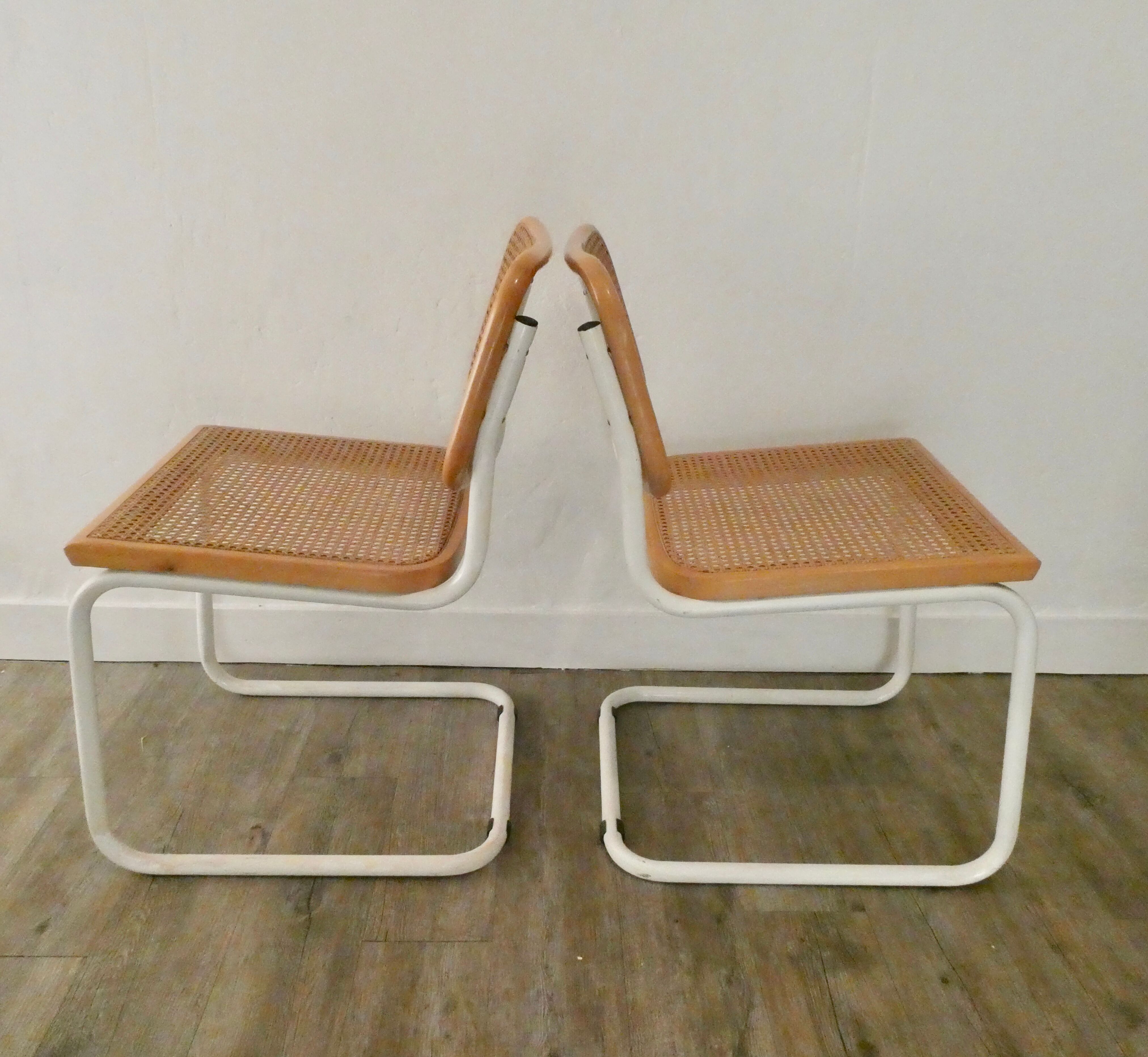 Pair of B32 chairs by Marcel Breuer, Made in Italy