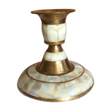 Brass and mother-of-pearl candle holder