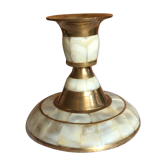 Brass and mother-of-pearl candle holder