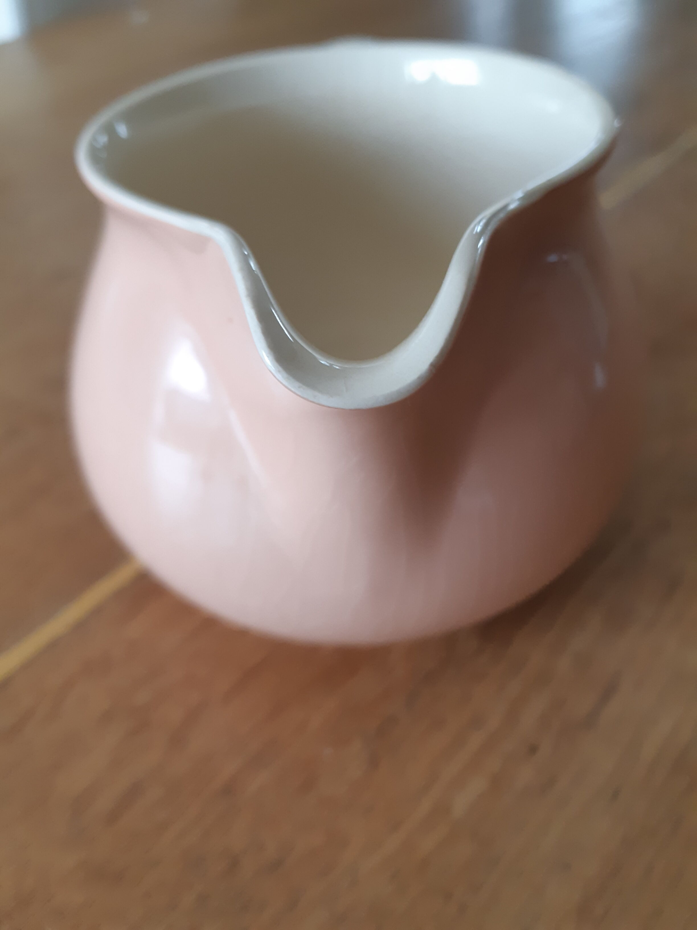 Pink and white creamer , Villeroy and Boch , milk jug , vintage French