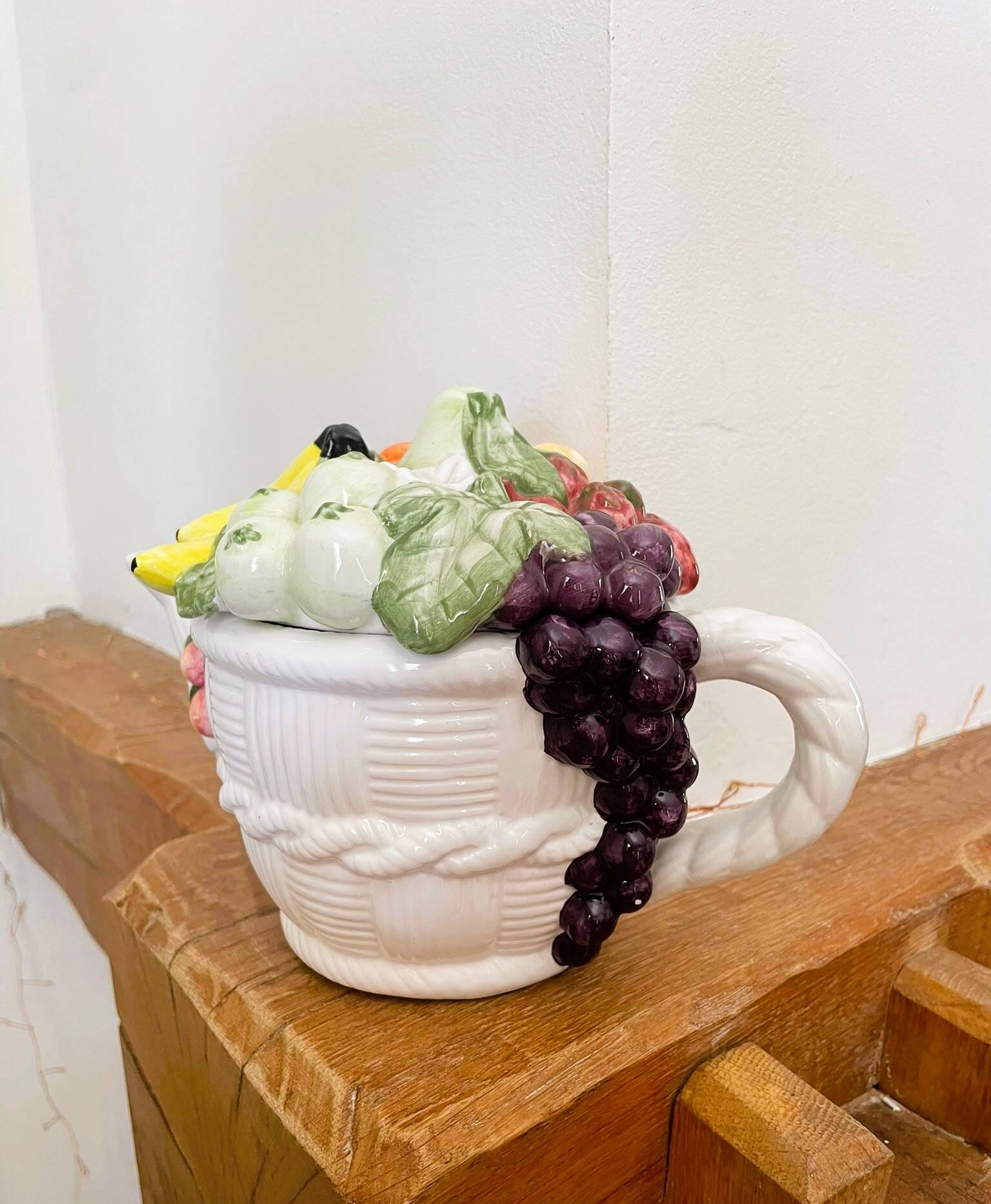 Vintage fruit majolica teapot