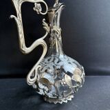 Ewer – Engraved glass and silver-plated metal – Mistletoe decoration