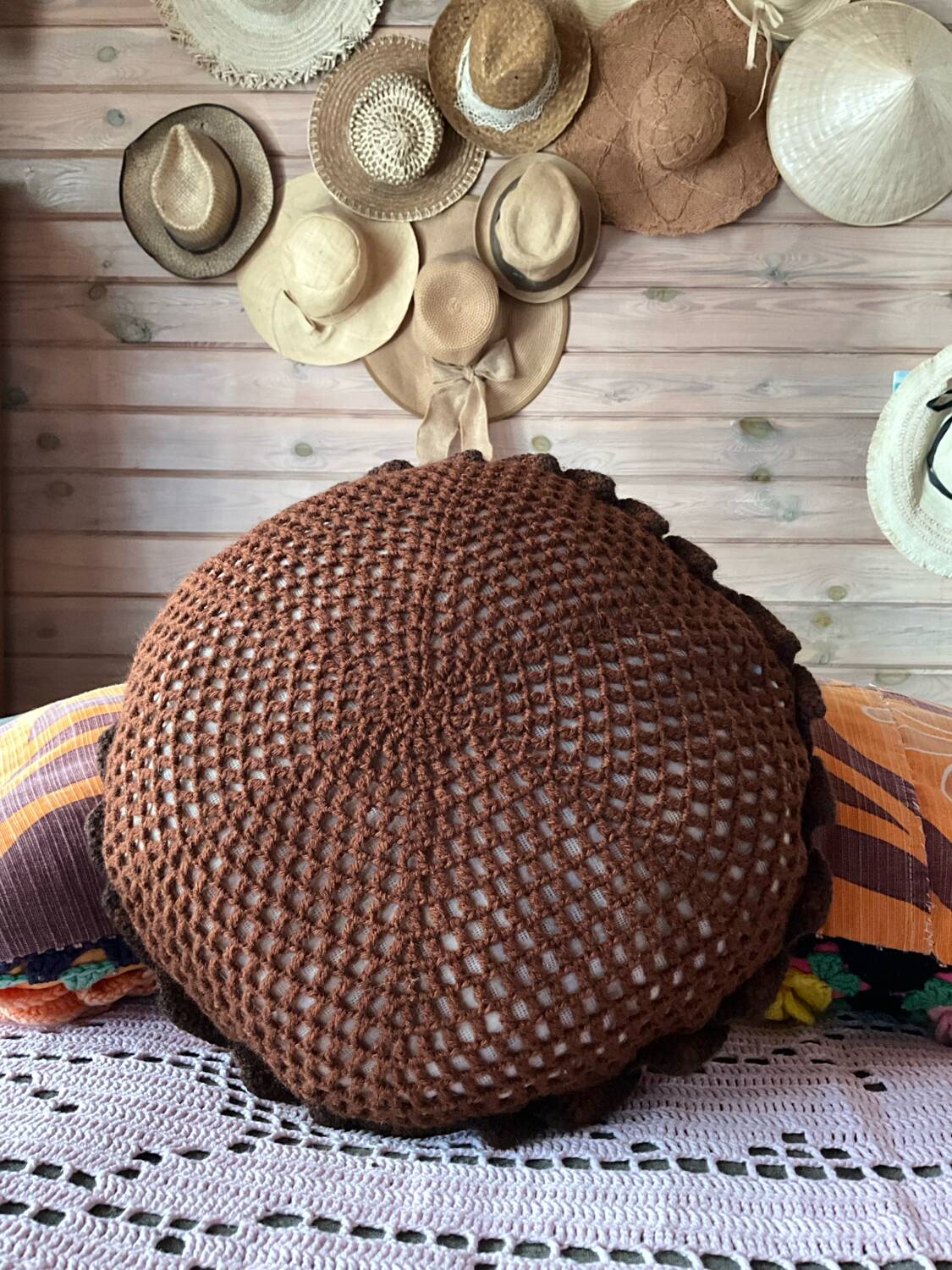 Vintage knitted cushion