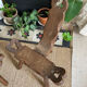 Pair of rustic brutalist tripod wooden chairs farmhouse