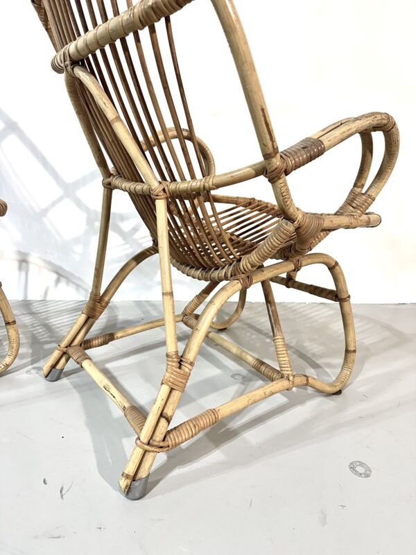 Ensemble de jardin en bambou vintage par Dirk van Sliedrecht pour Rohé Noordwolde, années 70.