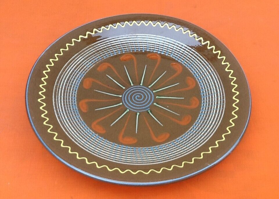 Puigdemont dish Enamelled polychrome terracotta with decoration spirals 1960s