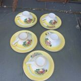 Coffee service or tea in vintage yellow and white porcelain