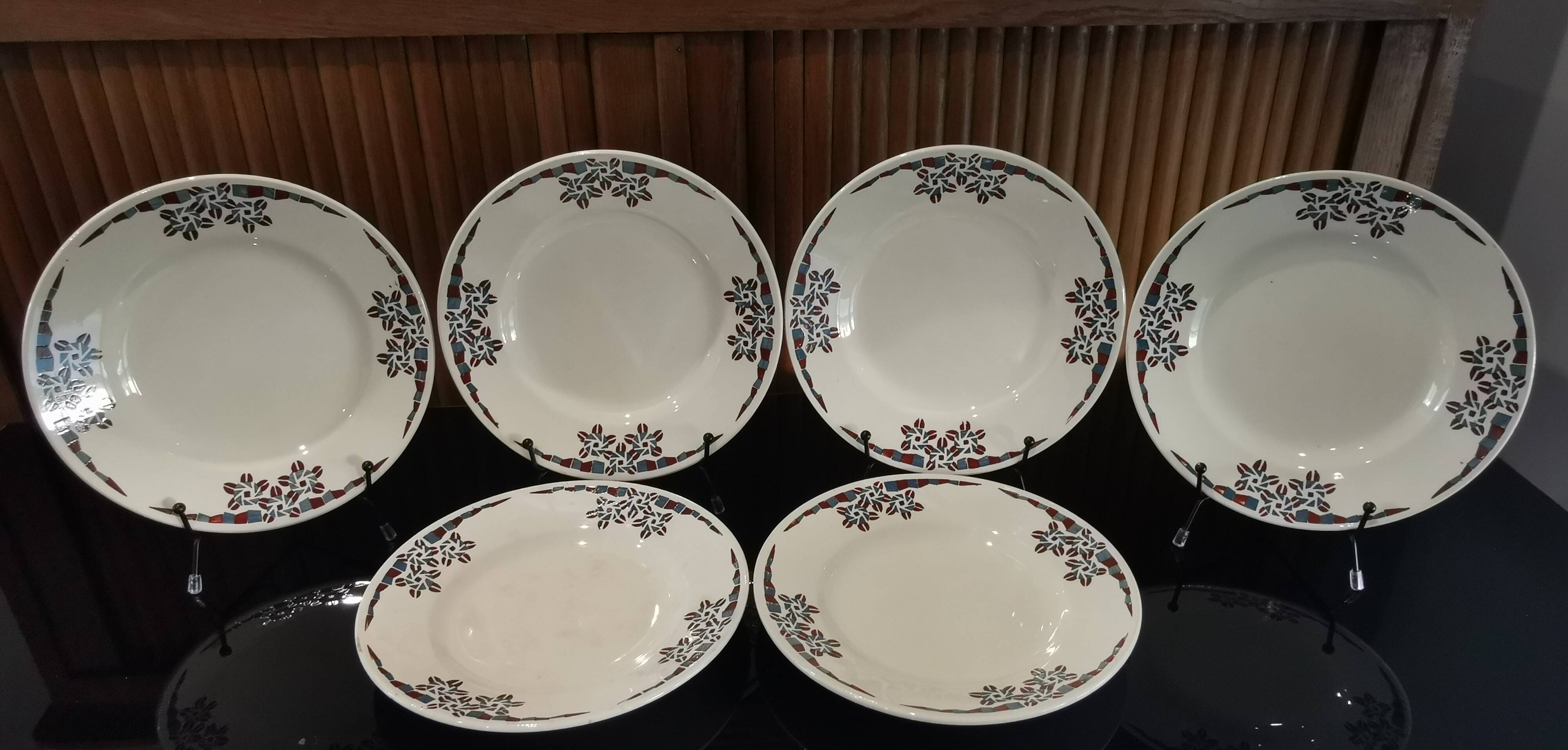 6 earthenware dessert plates OKAN model by Longchamp TERRE DE FER