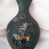 Vase with enamelled mythological decoration, signature to decipher 1950