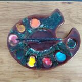 Painted ceramic vintage cheese tray, vallauris painter's palette