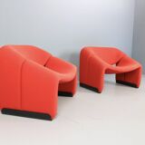 Pierre Paulin Set of 2 F598 Groovy Armchairs for Artifort New Upholstery, 1972