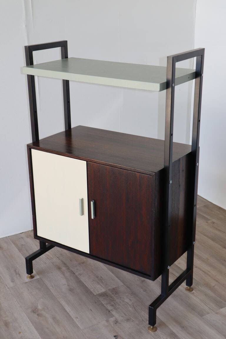 Vintage modular storage unit in wood and metal - 1960