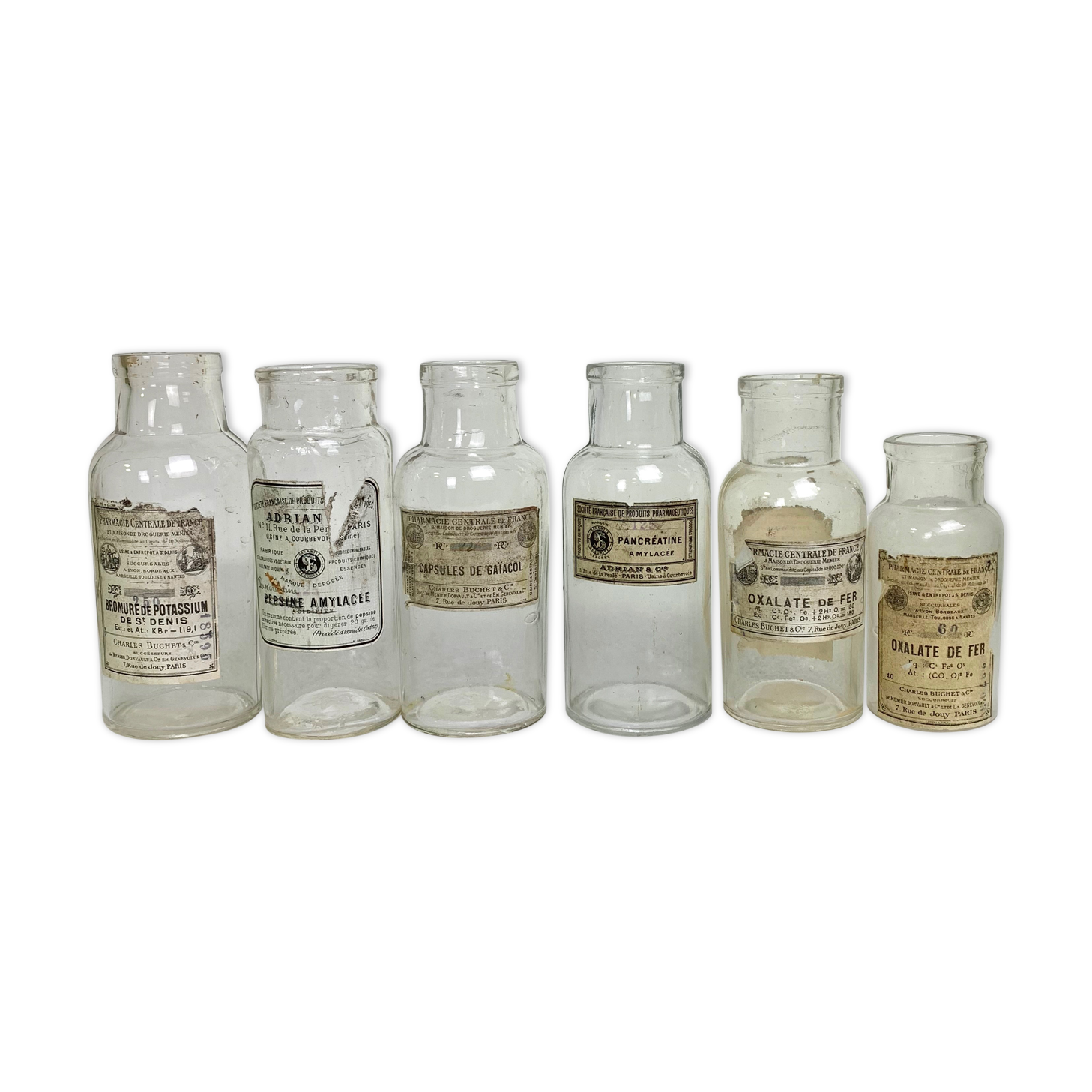 Set of 6 bottles of apothecary