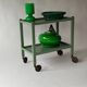 Painted wooden serving trolley, patinated, circa 1950
